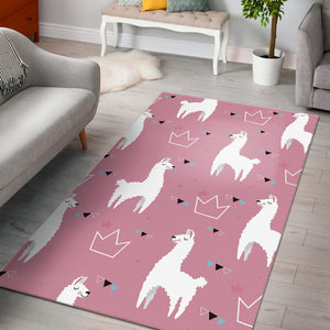 Llama Alpaca Pink Background Area Rug