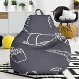Sushi Pattern Black Background Bean Bag Cover