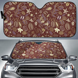 Coffee Bean Flower Pattern Car Sun Shade