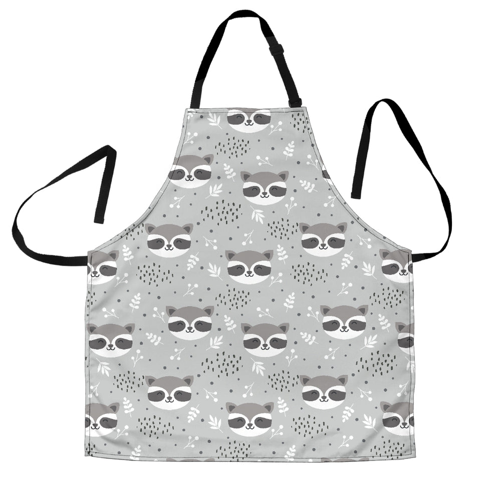 Cute Raccoons Leaves Dot Adjustable Apron