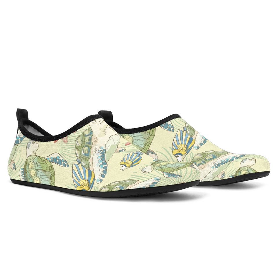 Hand Drawn Sea Turtle Fish Pattern Aqua Shoes