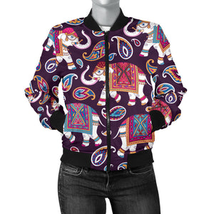 Elephant Indian Style Ornawomen'St Pattern Women'S Bomber Jacket