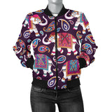 Elephant Indian Style Ornawomen'St Pattern Women'S Bomber Jacket