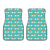 Rainbow Pattern Green Background Front Car Mats