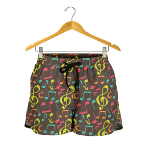 Music Notes Pattern Print Design 05 Women Shorts