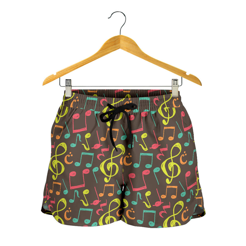 Music Notes Pattern Print Design 05 Women Shorts