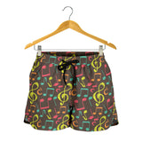 Music Notes Pattern Print Design 05 Women Shorts