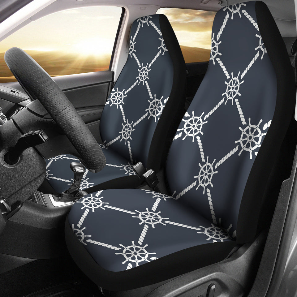 Nautical Steering Wheel Rope Pattern Universal Fit Car Seat Covers