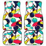 Watercolor Bowling Ball Pins Front And Back Car Mats