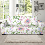Beautiful Pink Lotus Waterlily Leaves Pattern Sofa Slipcover