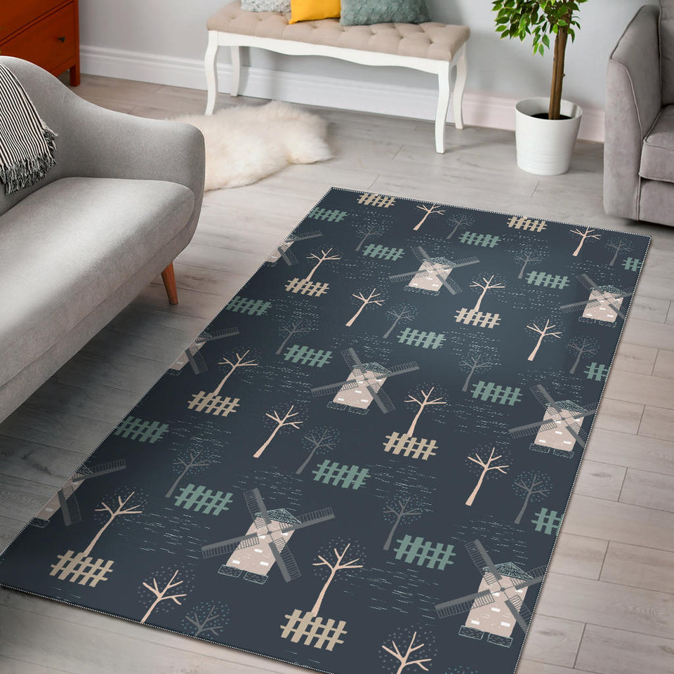 Windmill Tree Pattern Area Rug