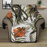 Monkey red hibiscus flower palm leaves floral pattern Recliner Cover Protector