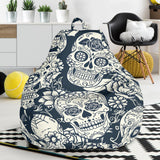 Sugar Skull Black White Pattern Bean Bag Cover
