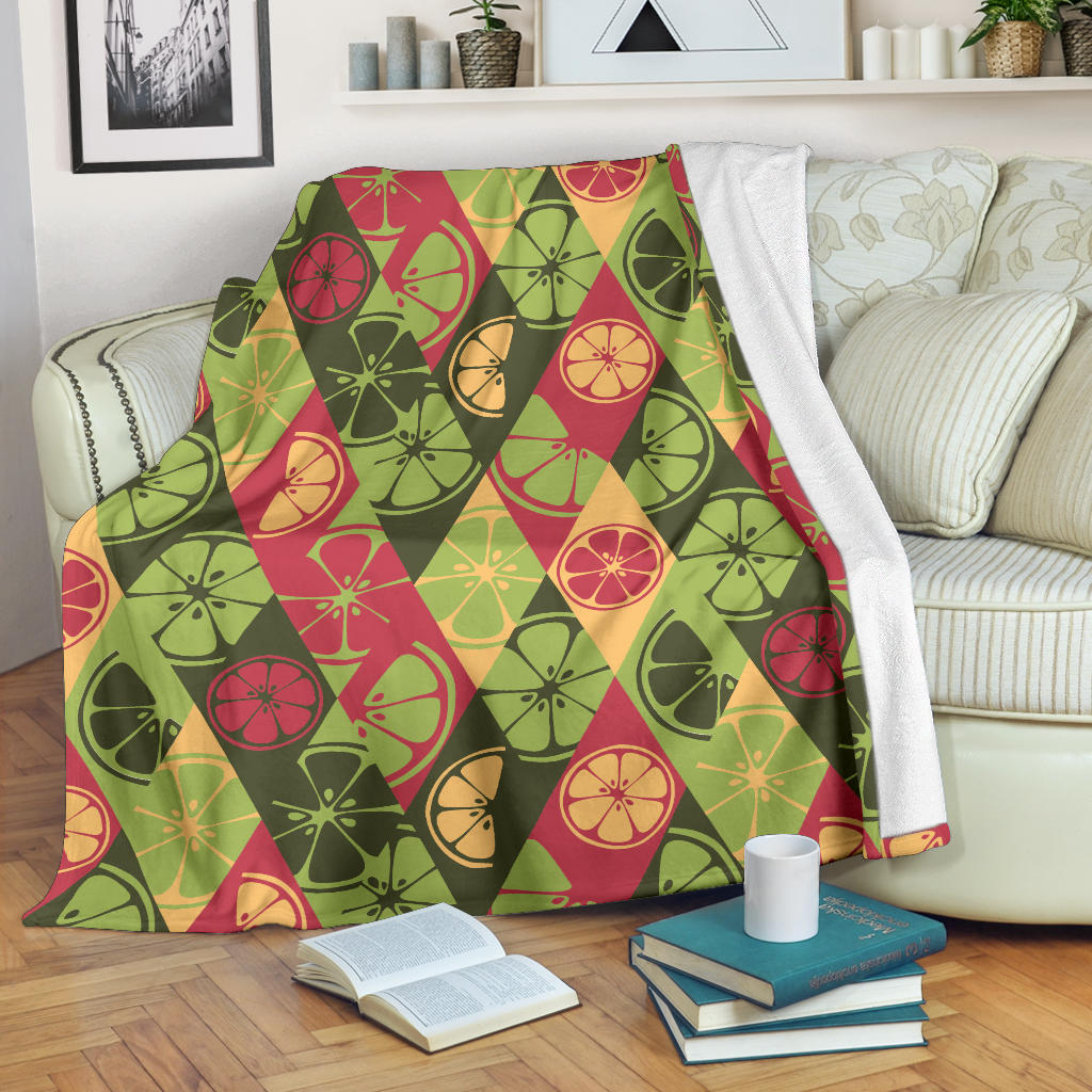 Cool Geometric Lime Pattern Premium Blanket