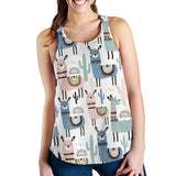 lama Alpaca cactus hand drawn pattern Women Racerback Tank Top