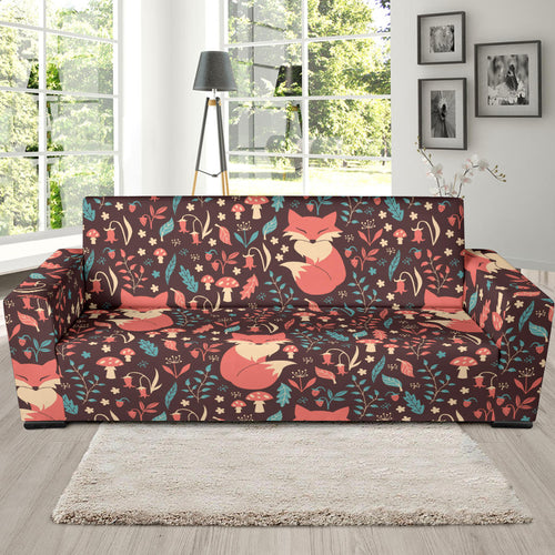 Fox Leaves Mushroom Pattern Sofa Slipcover