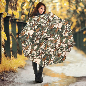 Monkey Tropical Leaves Background Umbrella