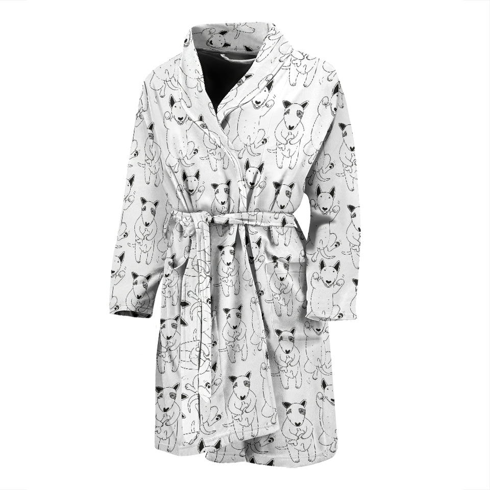 Bull Terrier Pattern Print Design 02 Men's Bathrobe