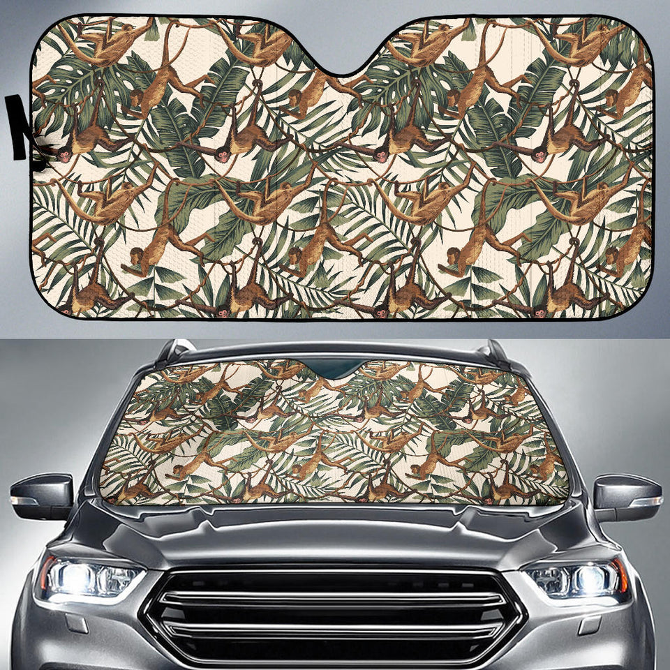 Monkey Tropical Leaves Background Car Sun Shade