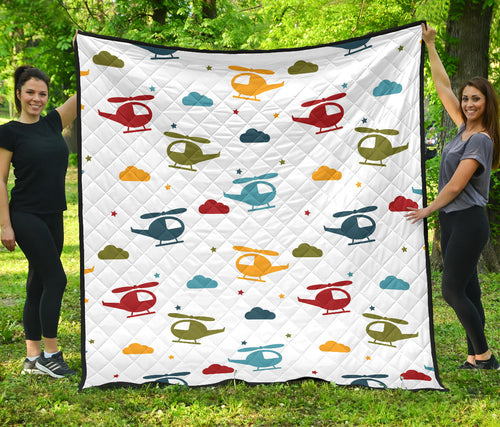 Colorful Helicopter Pattern Premium Quilt