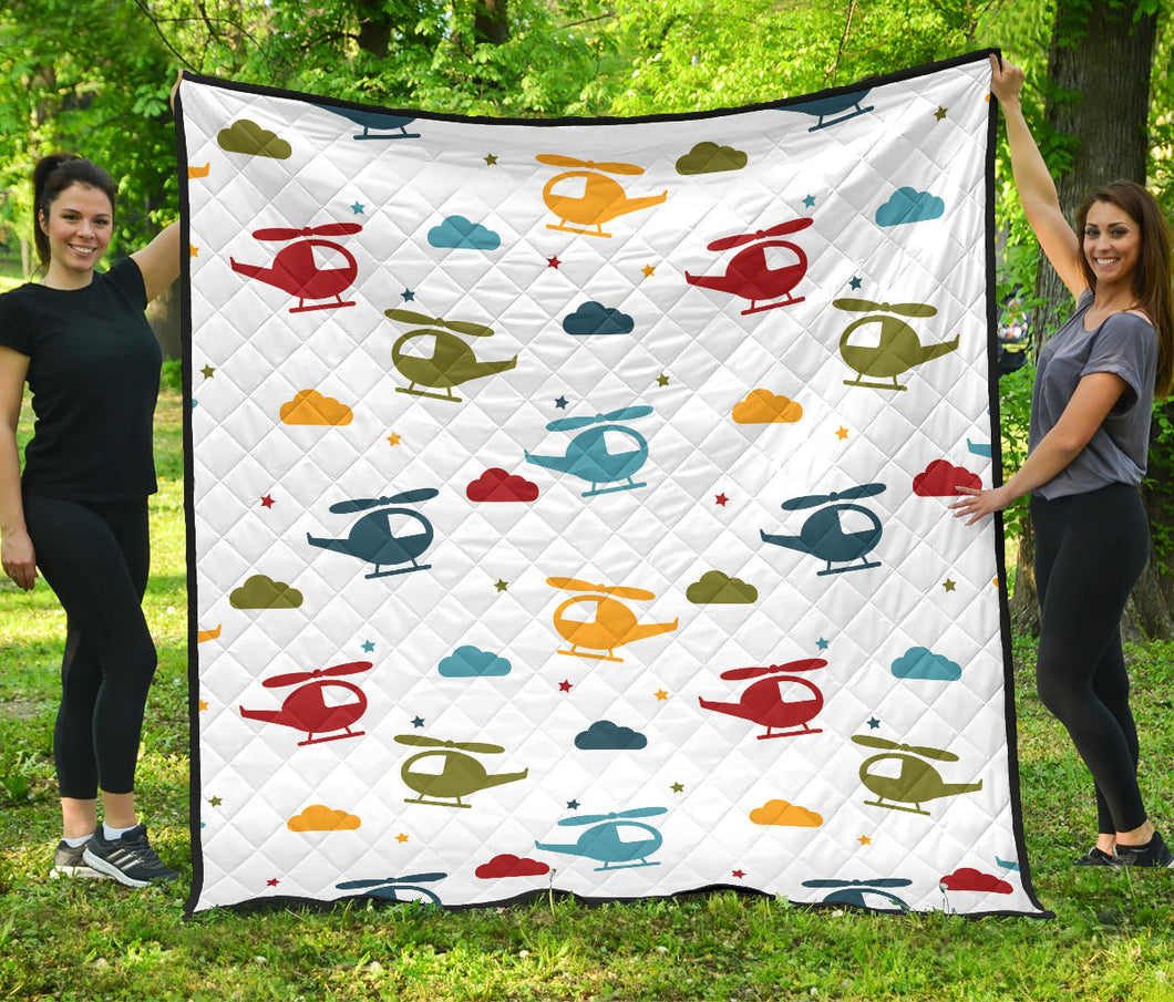 Colorful Helicopter Pattern Premium Quilt