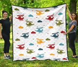 Colorful Helicopter Pattern Premium Quilt