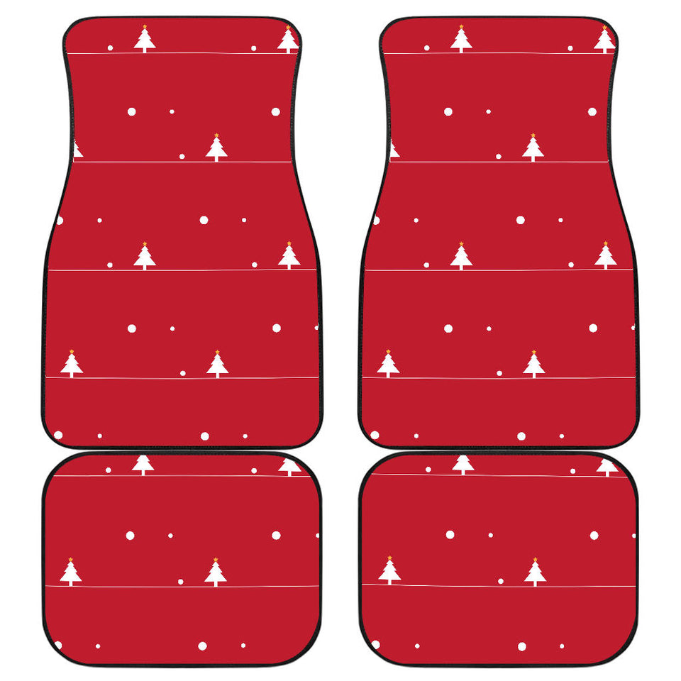 Christmas Tree Star Snow Red Background Front And Back Car Mats