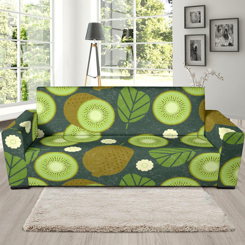 Whole Sliced Kiwi Leave And Flower Sofa Slipcover