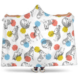 Siberian Husky And Colorful Circle Pattern Hooded Blanket
