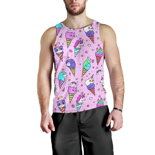 Cute ice cream cone animal pattern Men Tank Top