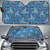 Hand Drawn Sailboat Pattern Car Sun Shade