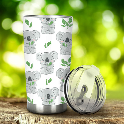 Hand Drawn Koala Leaves Pattern Tumbler