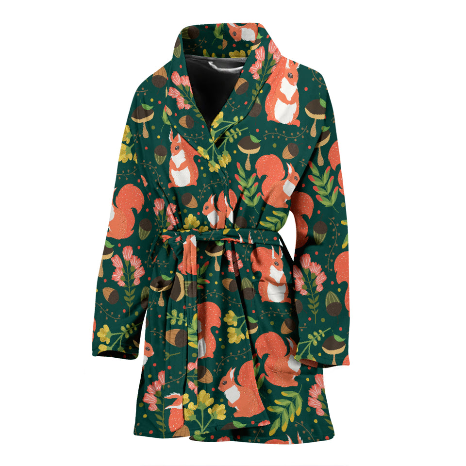 Squirrel Pattern Print Design 03 Women's Bathrobe