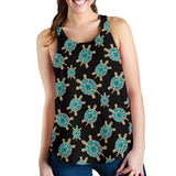 Sea turtle blue stone pattern Women Racerback Tank Top