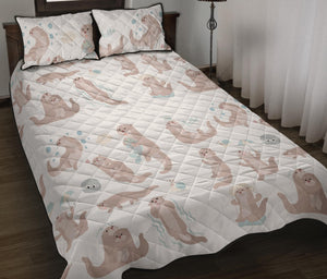 Cute sea otters pattern Quilt Bed Set