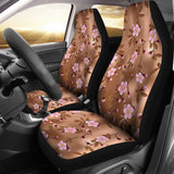 Pink Sakura Cherry Blossom Drak Brown Background  Universal Fit Car Seat Covers