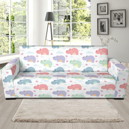 Hippopotamus Pattern Print Design 03 Sofa Slipcover