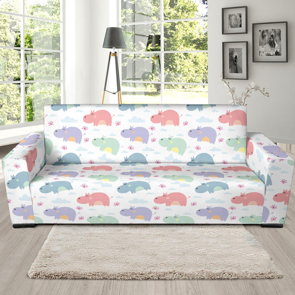 Hippopotamus Pattern Print Design 03 Sofa Slipcover