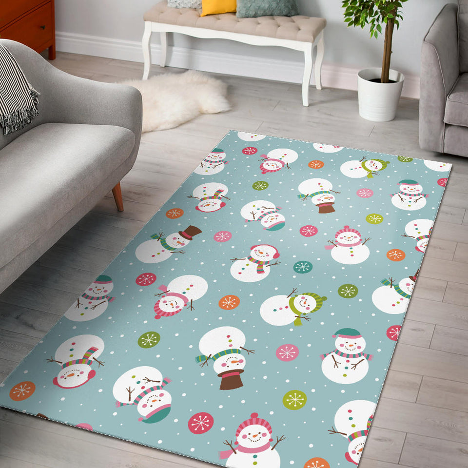 Cute Snowman Snowflake Pattern Area Rug
