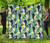 Toucan Tropical Leaves Design Pattern  Premium Quilt