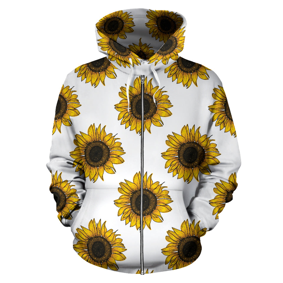 Sunflowers Design Pattern Zip Up Hoodie
