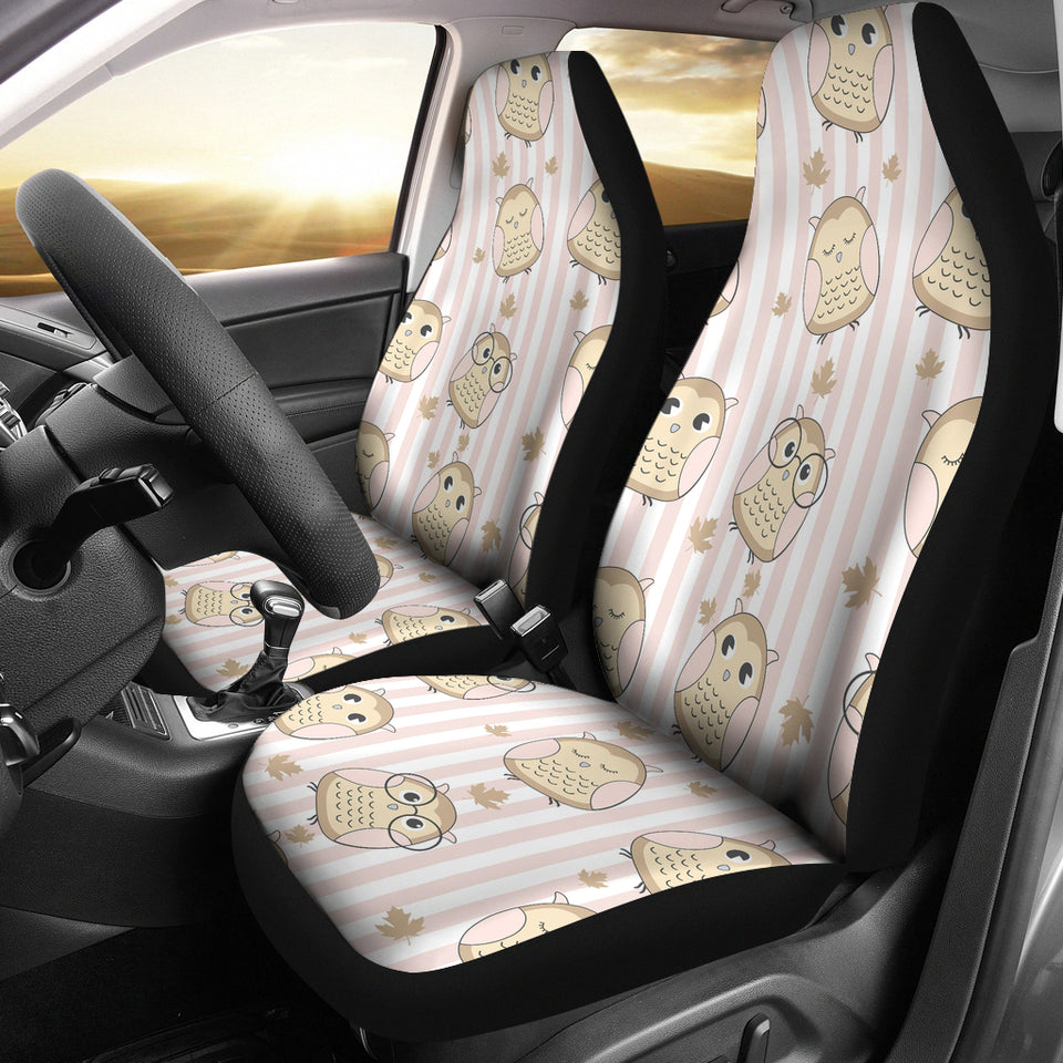Cute Owl Leaf Universal Fit Car Seat Covers