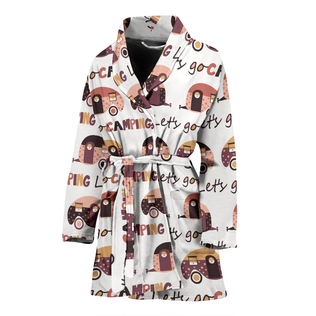 Camper Van Pattern Print Design 01 Women's Bathrobe