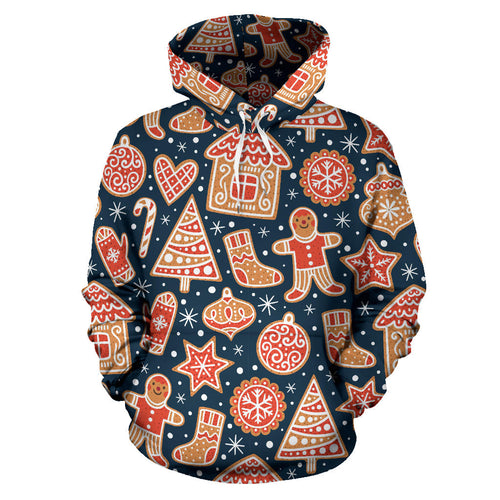 Christmas Gingerbread Cookie Pattern Men Women Pullover Hoodie