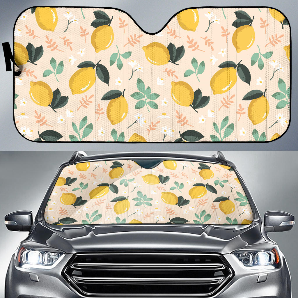 Lemon Flower Leave Pattern Car Sun Shade