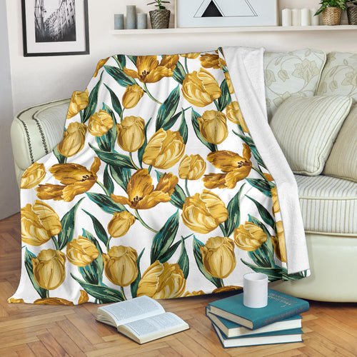 Yellow Tulips Pattern Premium Blanket
