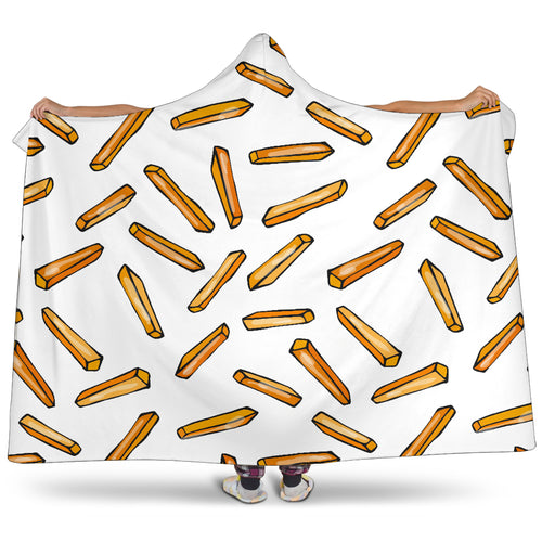French Fries Potato Pattern Hooded Blanket