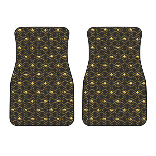 Casino Cards Suits Pattern Print Design 01 Front Car Mats