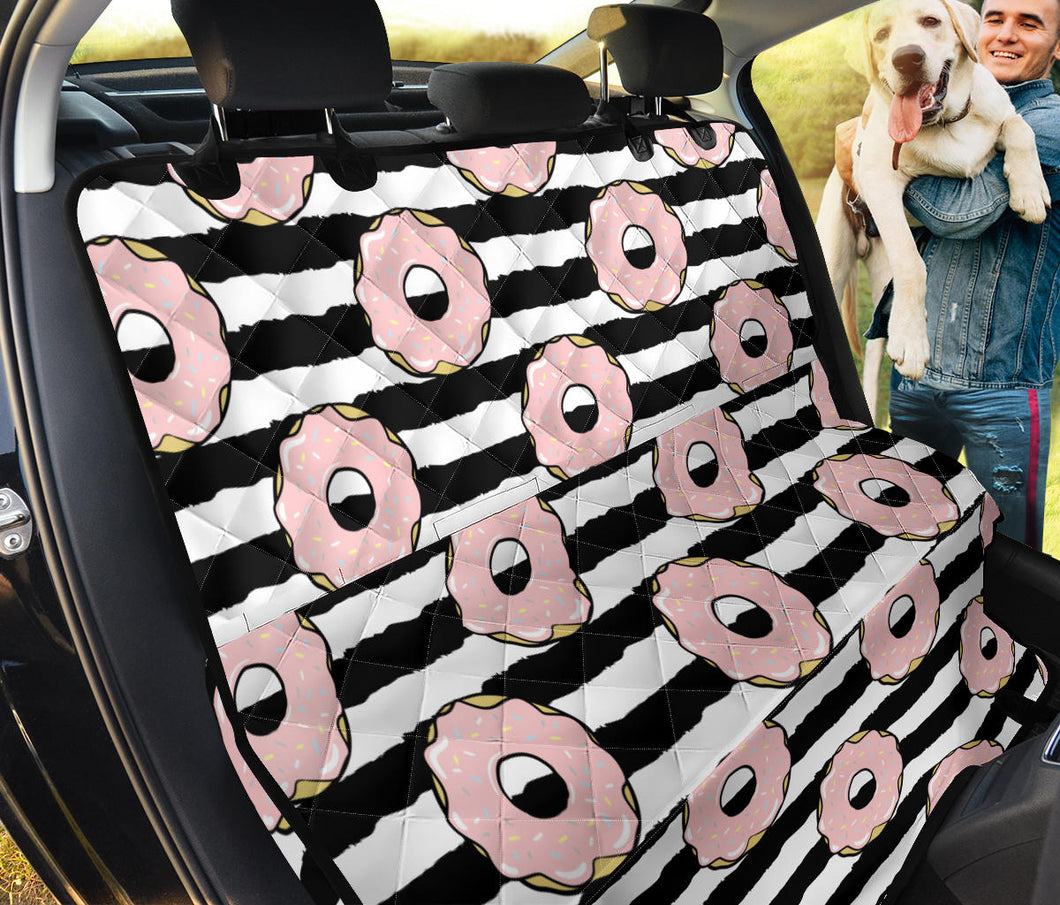 Donuts Pink Icing Striped Pattern Dog Car Seat Covers