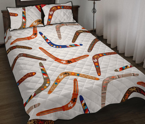 Boomerang Australian aboriginal ornament pattern Quilt Bed Set